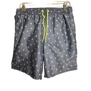 Old Navy novelty board shorts men’s medium swim shorts blue white palm trees bui